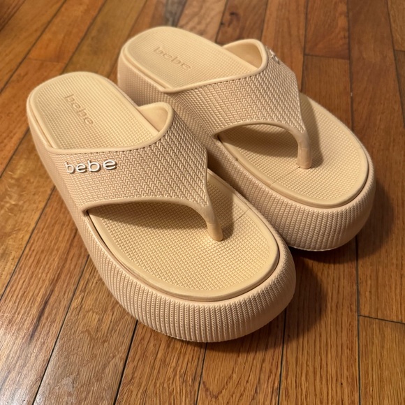 Bebe Beige Puffi Platform Sandals - Picture 1 of 5